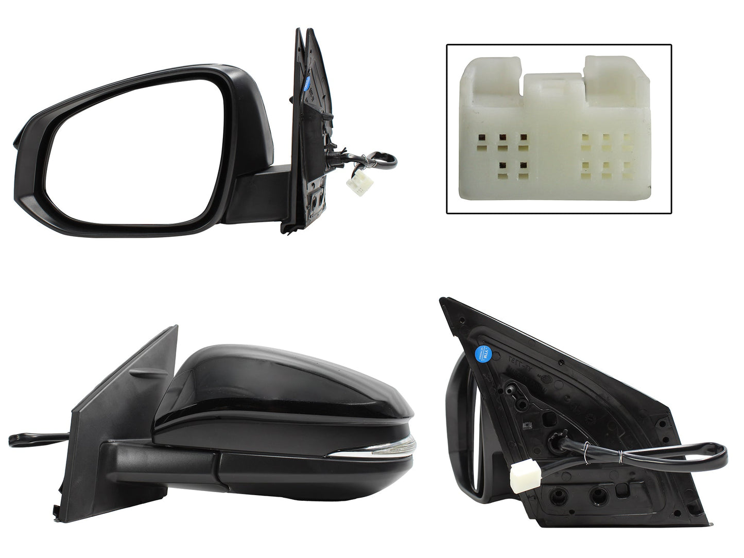 ESPEJO IZQ ELECT NEGRO P/PINTAR C/LUZ DIRECCIONAL (5PINES)