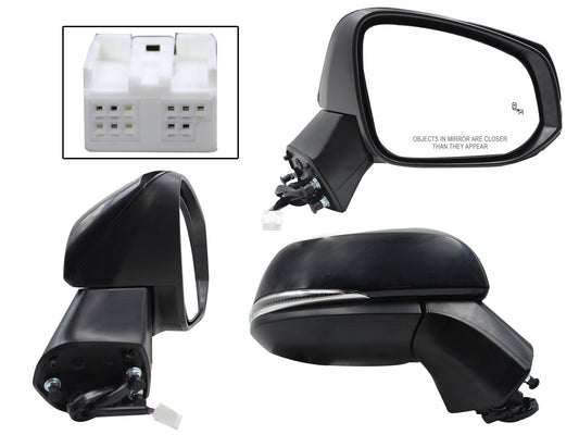 ESPEJO DER ELECT NEGRO P/PINTAR C/LUZ DIRECCIONAL C/DESEMPAÑANTE C/DETECTOR PUNTO CIEGO (8PINES)