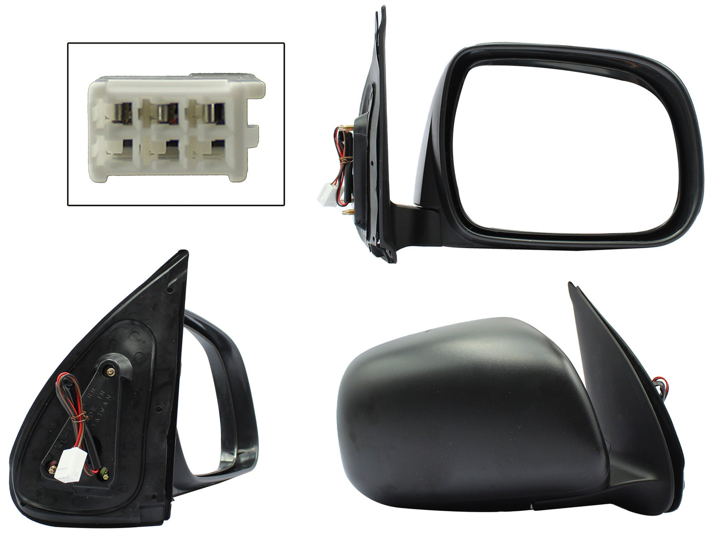 ESPEJO DER ELECT NEGRO POROSO (3PINES)