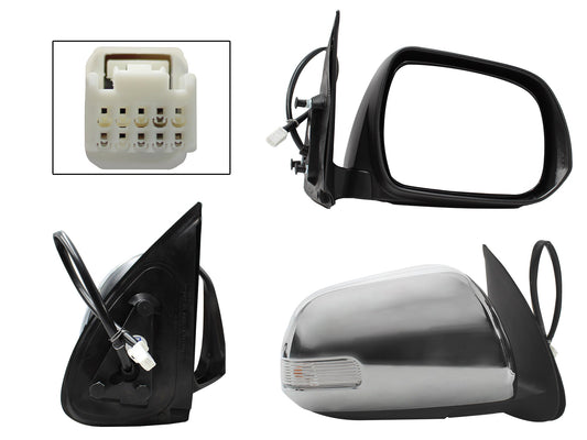 ESPEJO DER ELECT CROMO C/LUZ DIRECCIONAL (5PINES)