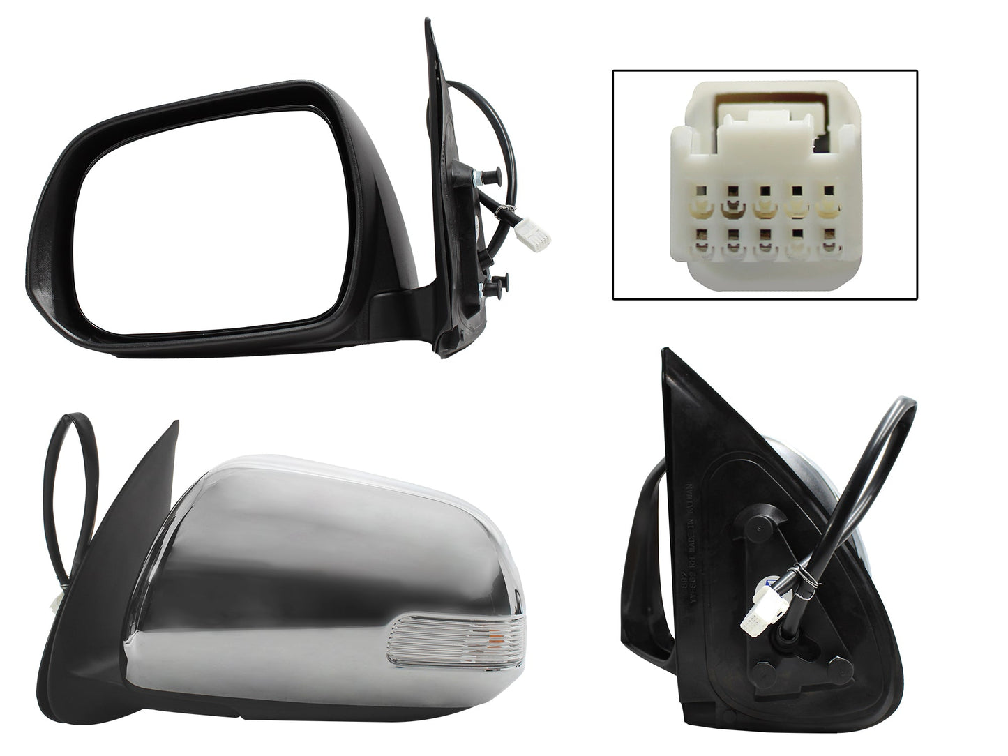 ESPEJO IZQ ELECT CROMO C/LUZ DIRECCIONAL (5PINES)