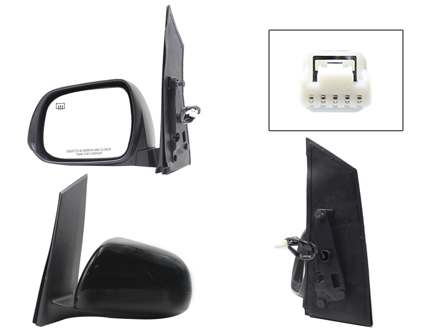 ESPEJO IZQ ELECT NEGRO P/PINTAR C/DESEMPAÑANTE (5PINES)