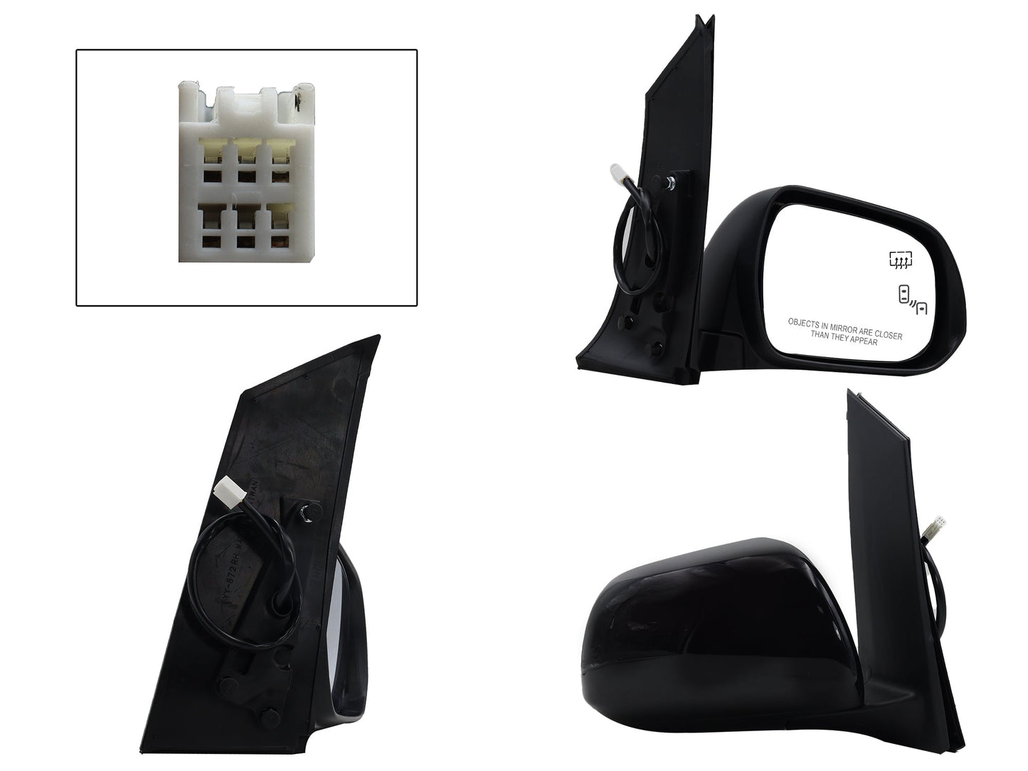 ESPEJO DER ELECT NEGRO P/PINTAR C/DESEMPAÑANTE C/DETECTOR PUNTO CIEGO (6PINES)