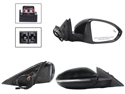 ESPEJO DER ELECT NEGRO P/PINTAR C/LUZ DIRECC C/DESEMP C/MEMORIA C/DETECTOR PUNTO CIEGO (10+2PINES)