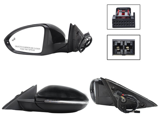 ESPEJO IZQ ELECT NEGRO P/PINTAR C/LUZ DIRECC C/DESEMP C/MEMORIA C/DETECTOR PUNTO CIEGO (10+2PINES)