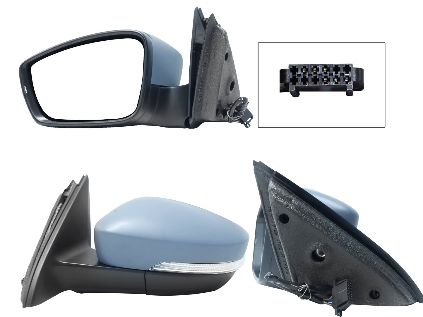 ESPEJO IZQ ELECT GRIS P/PINTAR C/LUZ DIRECCIONAL C/DESEMPAÑANTE (6PINES) (JETTA A6 GLI 10-18)