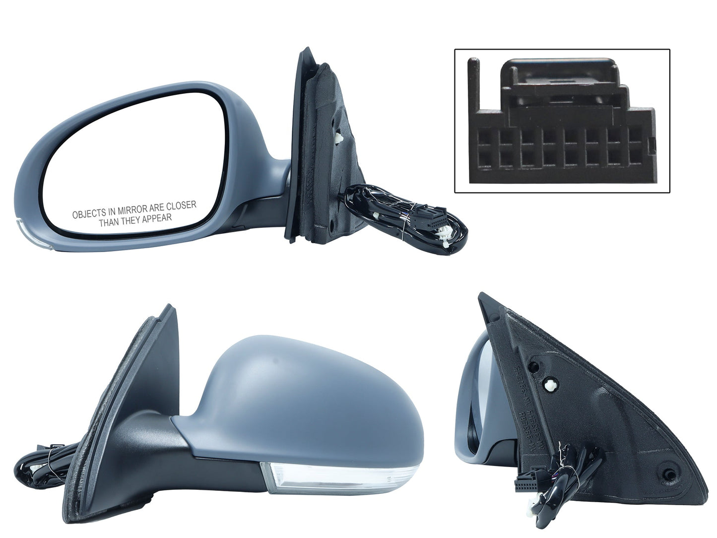 ESPEJO IZQ ELECT GRIS P/PINTAR C/LUZ DIRECCIONAL C/DESEMPAÑANTE (6PINES)