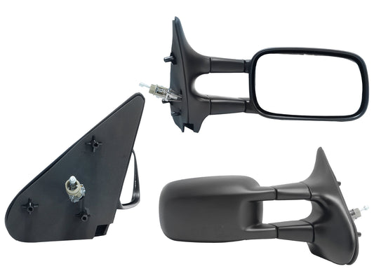 ESPEJO DER MANUAL NEGRO LISO C/CONTROL
