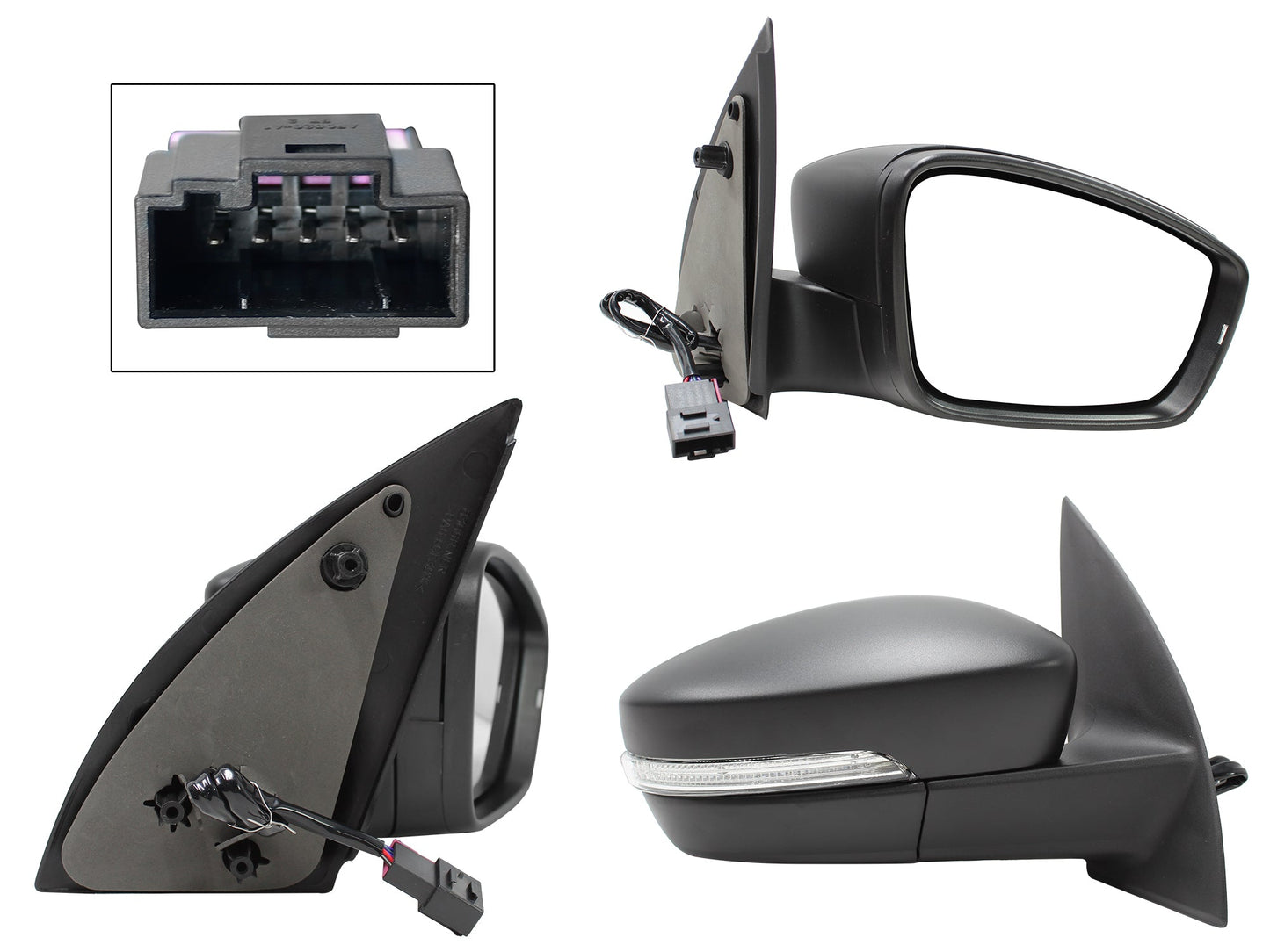 ESPEJO DER ELECT NEGRO POROSO C/LUZ DIRECCIONAL (5PINES)