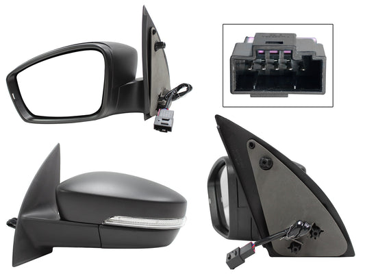 ESPEJO IZQ ELECT NEGRO POROSO C/LUZ DIRECCIONAL (5PINES)