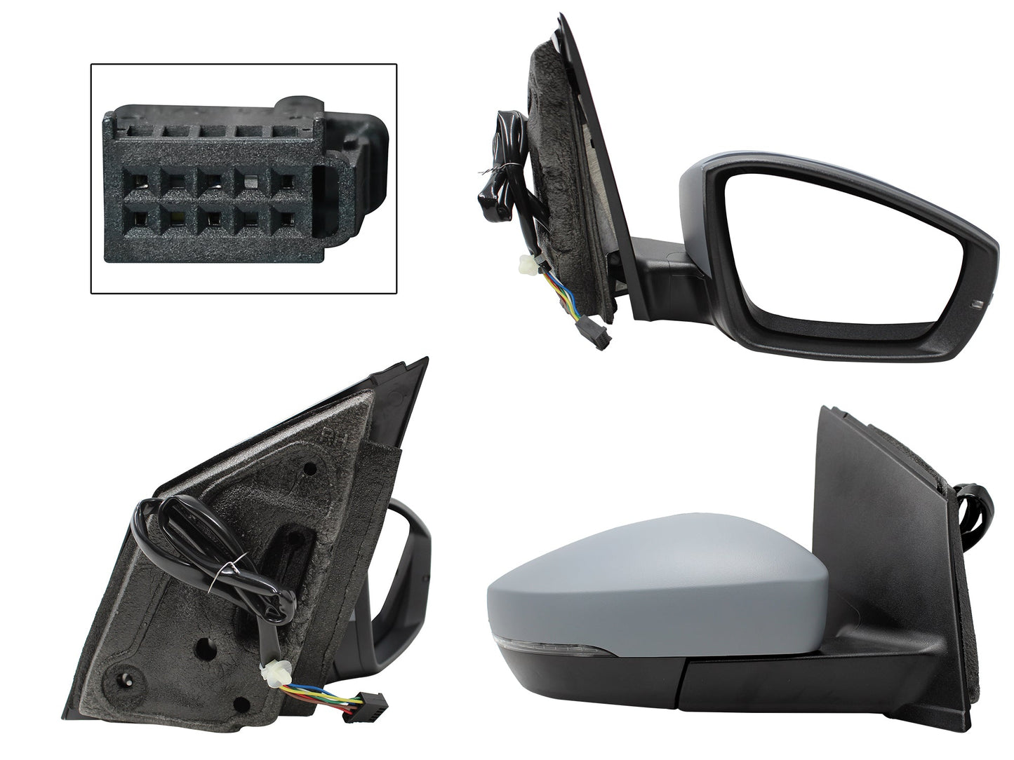 ESPEJO DER ELECT GRIS P/PINTAR C/LUZ DIRECCIONAL C/DESEMPAÑANTE (6PINES) (POLO 13-22)