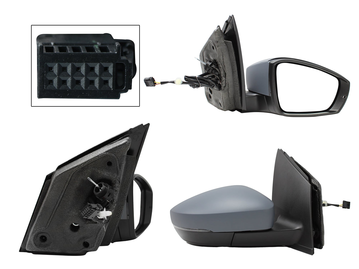 ESPEJO DER MANUAL GRIS P/PINTAR C/CONTROL C/LUZ DIRECCIONAL (2PINES)