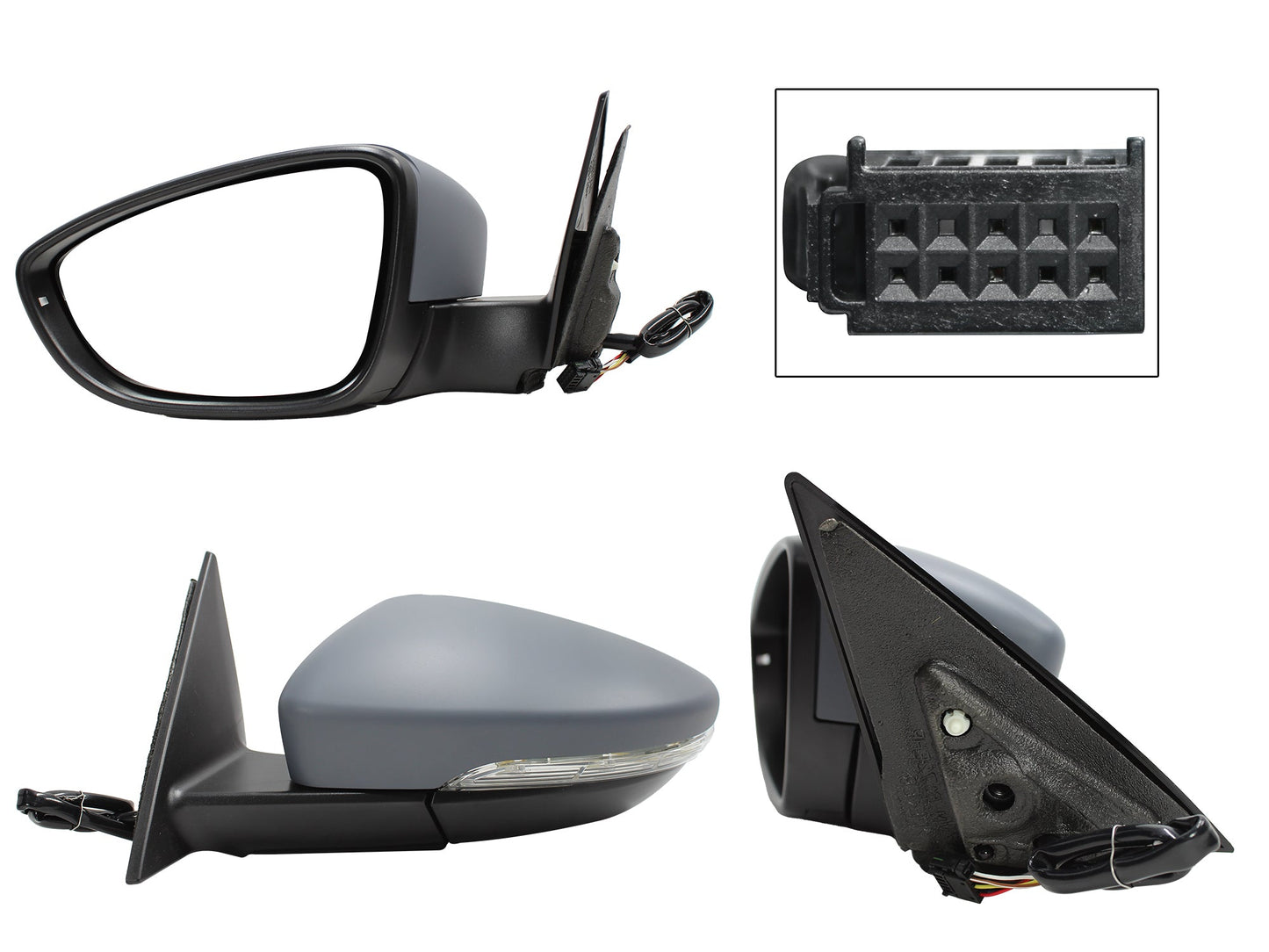 ESPEJO IZQ ELECT GRIS P/PINTAR C/LUZ DIRECCIONAL C/DESEMPAÑANTE (6PINES)