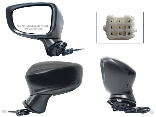 ESPEJO IZQ ELECT NEGRO P/PINTAR (3PINES) (SEDAN/H-BACK)