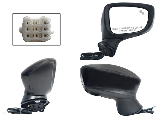 ESPEJO DER ELECT NEGRO P/PINTAR C/LUZ DIRECCIONAL C/DESEMPAÑANTE C/DETECTOR PUNTO CIEGO (7PINES)