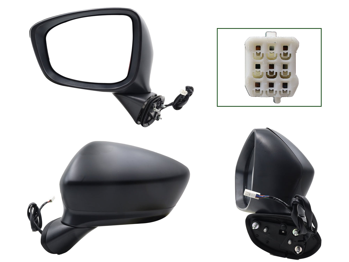 ESPEJO IZQ ELECT NEGRO P/PINTAR C/LUZ DIRECCIONAL C/DESEMPAÑANTE (6PINES)