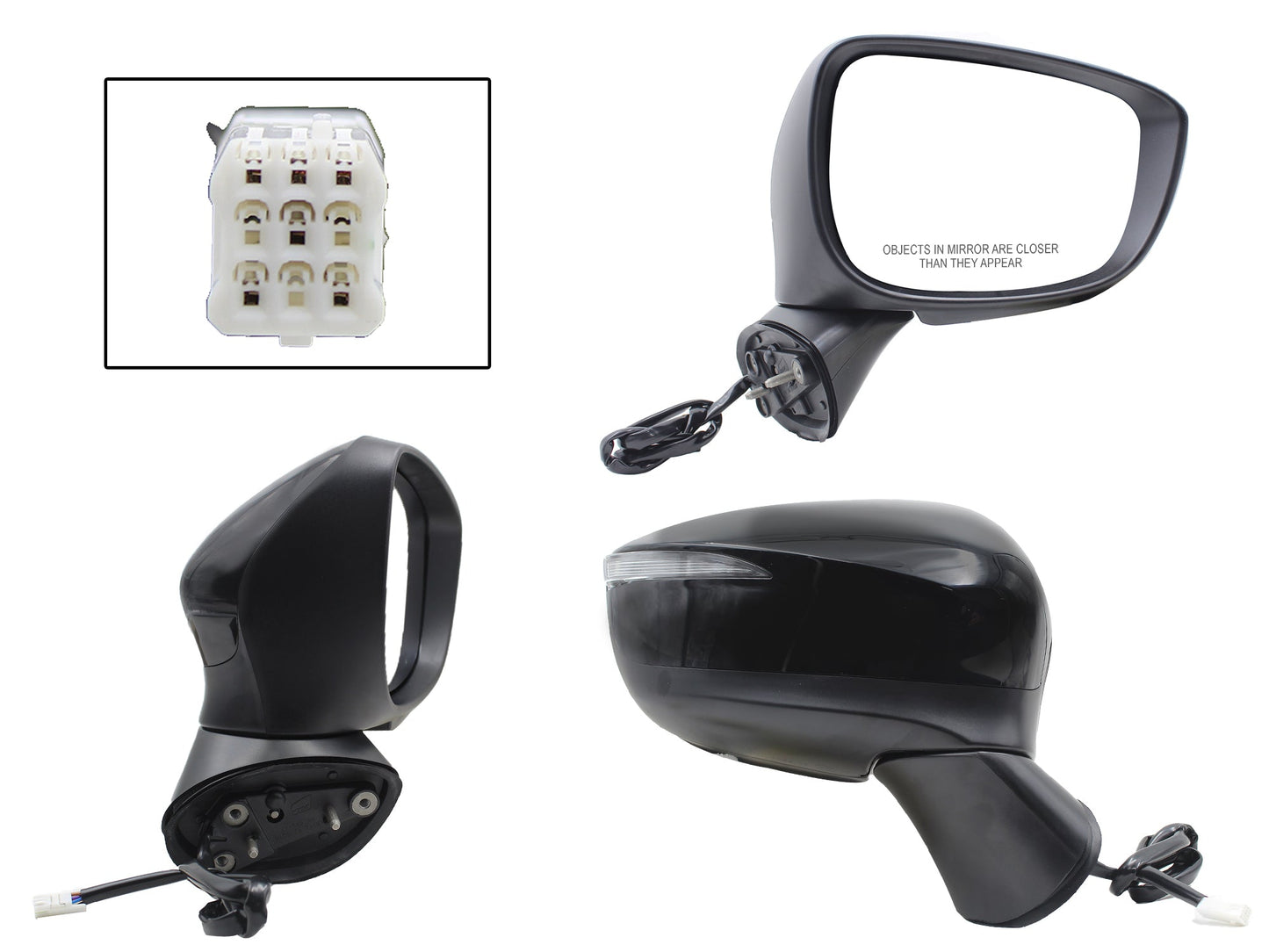 ESPEJO DER ELECT NEGRO P/PINTAR C/LUZ DIRECCIONAL C/DESEMPAÑANTE (6PINES)