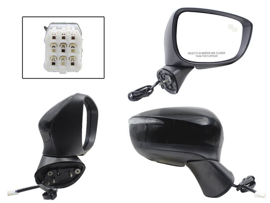 ESPEJO DER ELECT NEGRO P/PINTAR C/LUZ DIRECCIONAL C/DESEMPAÑANTE C/DETECTOR PUNTO CIEGO (6PINES)