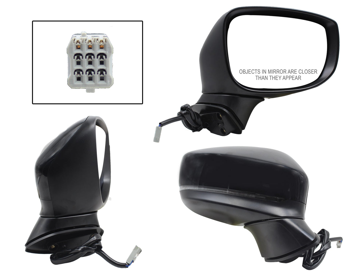 ESPEJO DER ELECT NEGRO P/PINTAR C/LUZ DIRECCIONAL (5PINES)