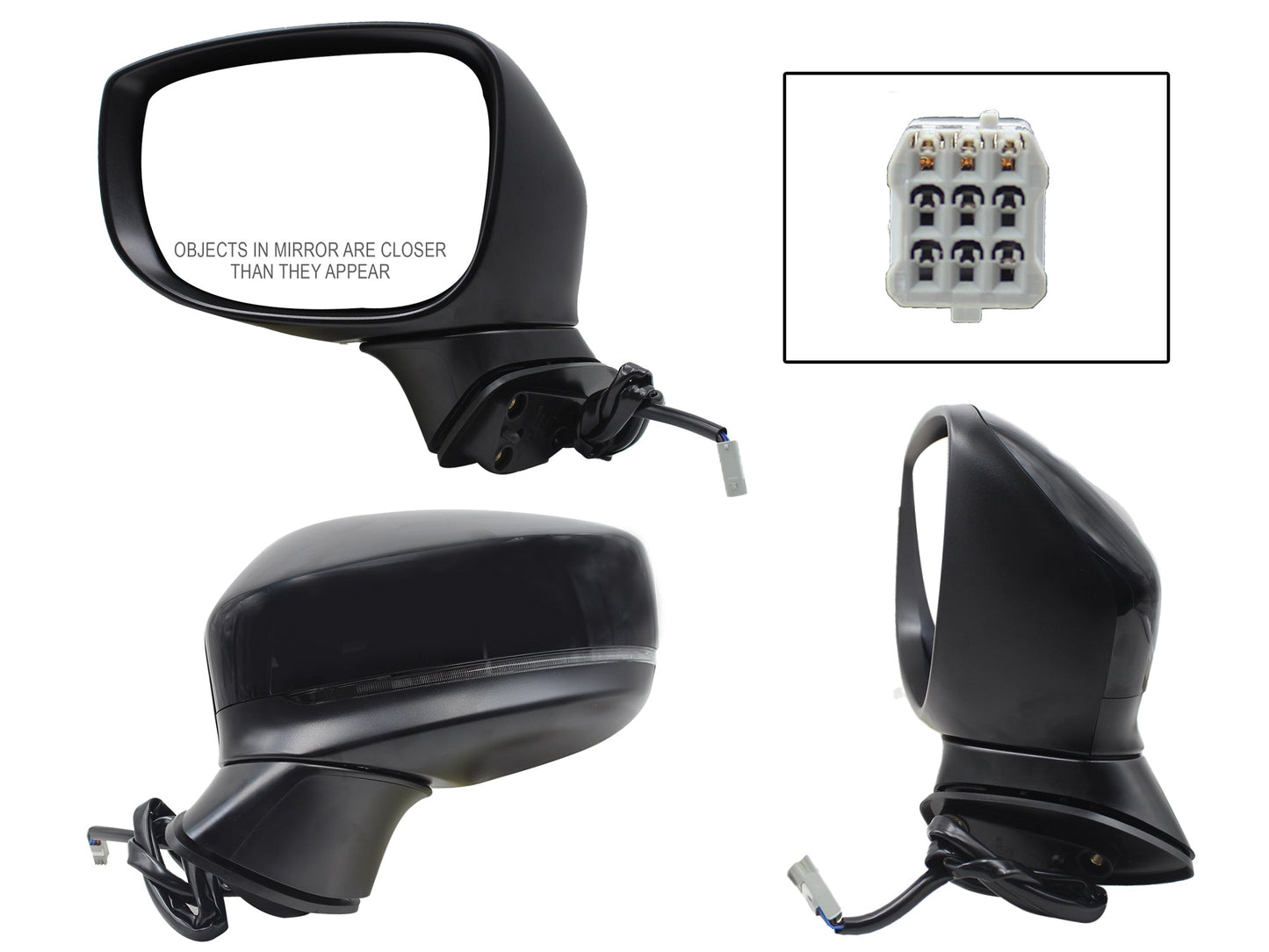 ESPEJO IZQ ELECT NEGRO P/PINTAR C/LUZ DIRECCIONAL (5PINES)