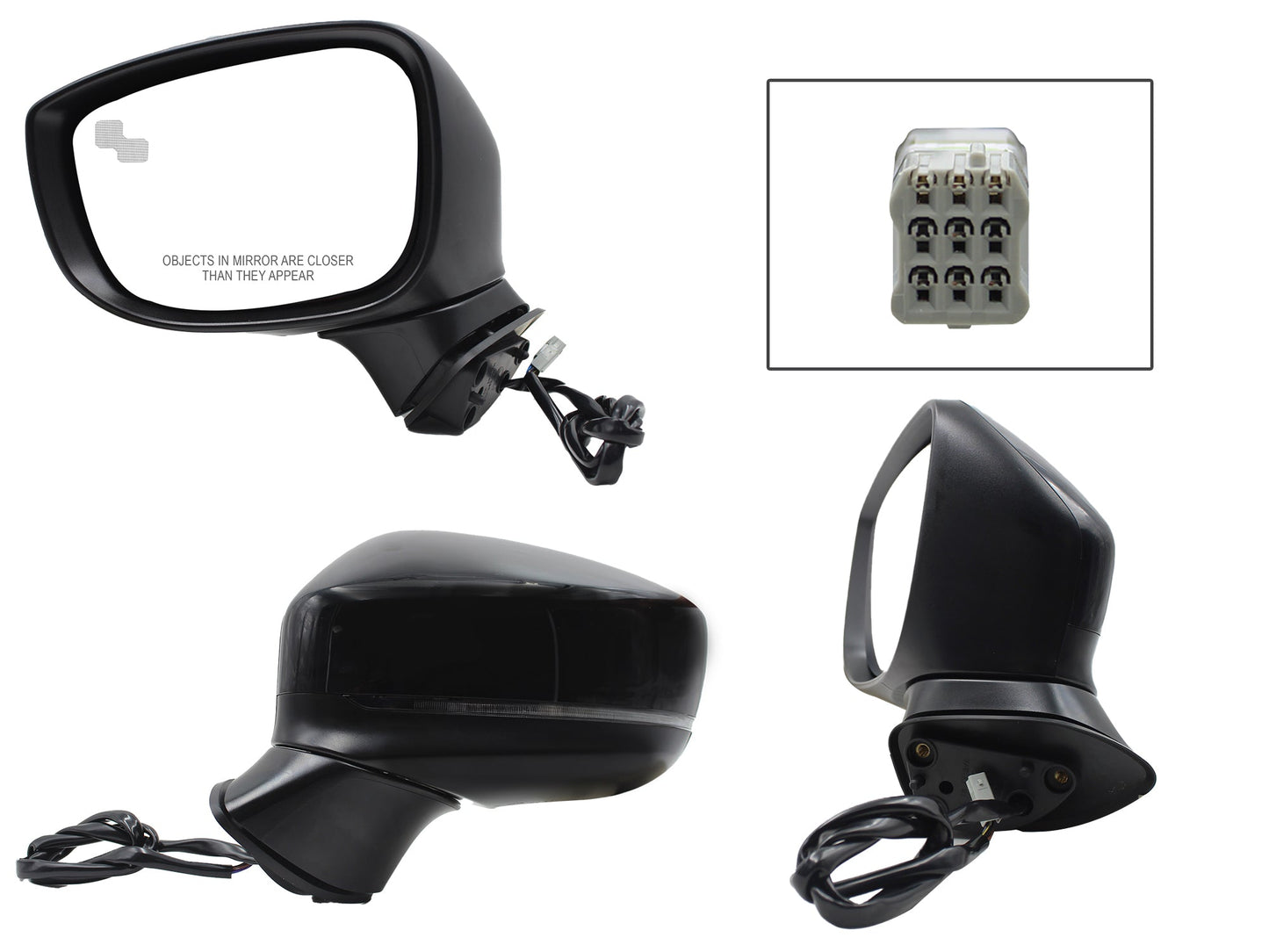 ESPEJO IZQ ELECT NEGRO P/PINTAR C/LUZ DIRECCIONAL C/DESEMPAÑANTE C/DETECTOR PUNTO CIEGO (7PINES)