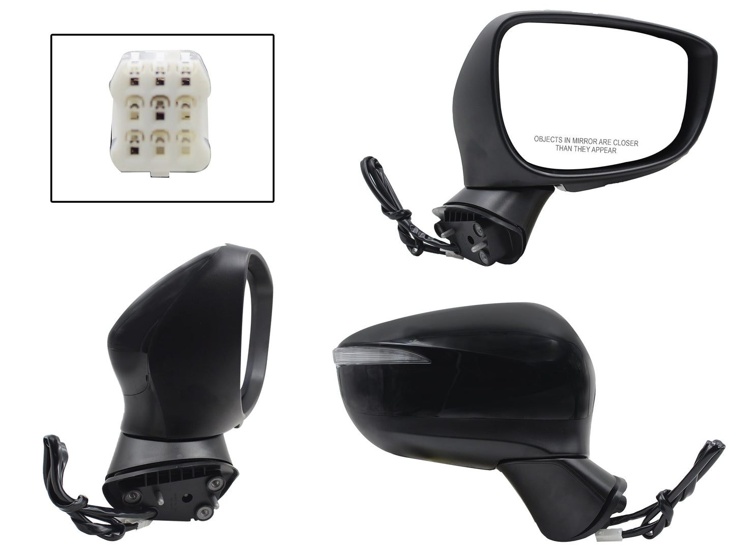 ESPEJO DER ELECT NEGRO P/PINTAR C/LUZ DIRECCIONAL (5PINES)