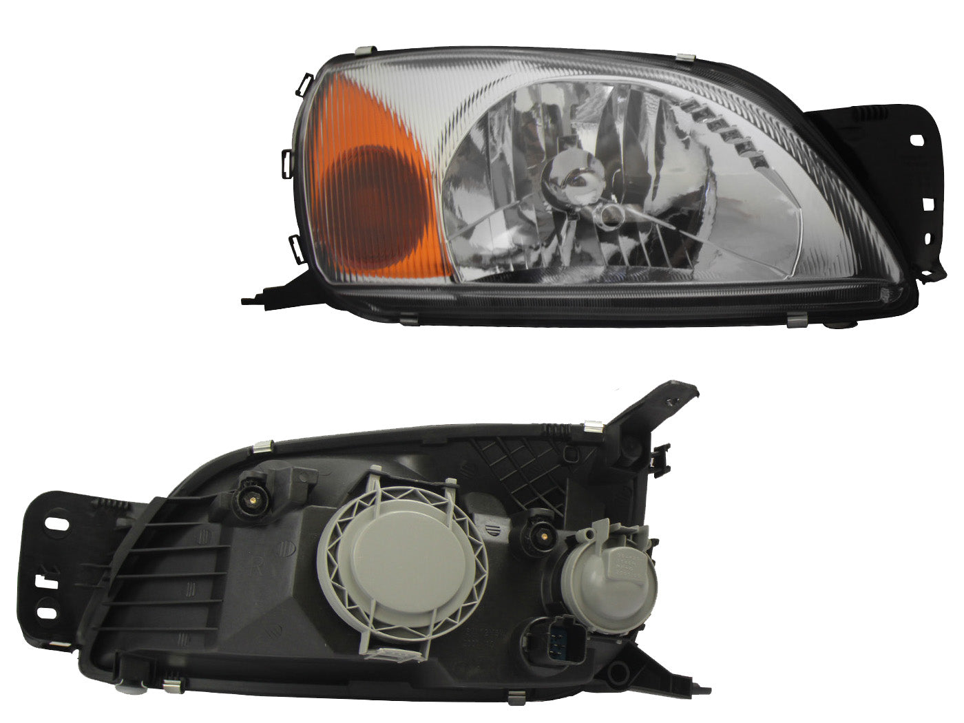 FARO DER F/CROMADO C/CUARTO AMBAR C/BASE (COURIER 01-12/FIESTA 00-02)