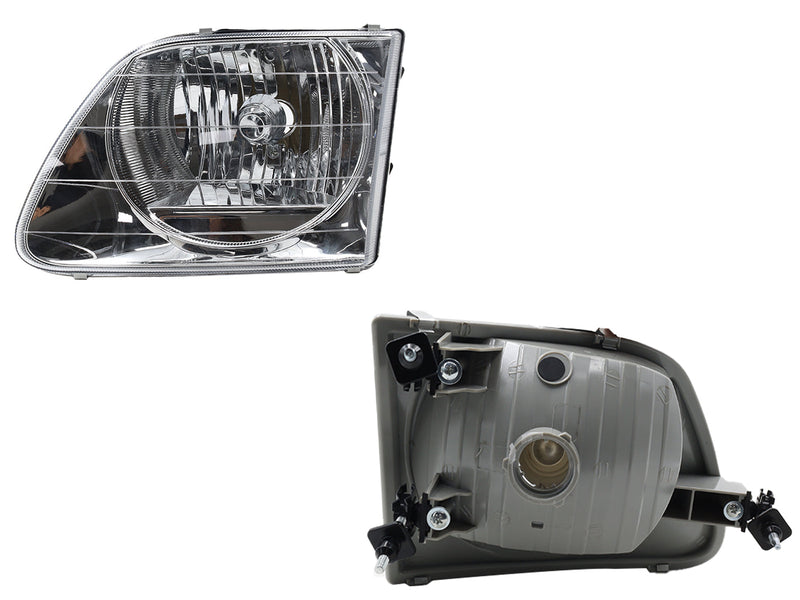 FARO IZQ F/CROMADO LISO C/AJUSTES (F-250/LOBO/EXPEDITION 97-02)