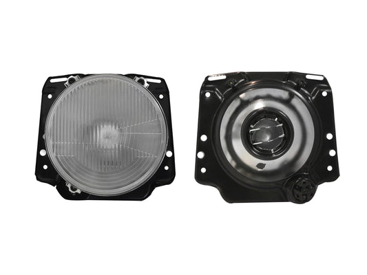 FARO DER/IZQ C/BASE METAL VIDRIO RAYADO