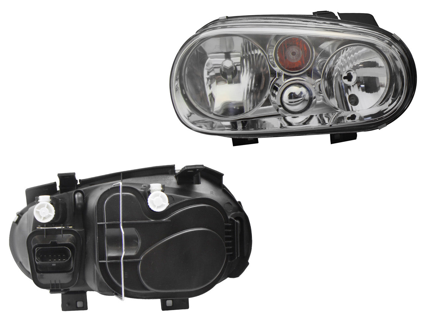 FARO DER F/CROMADO S/LUPA C/FOCO AMBAR VIDRIO LISO