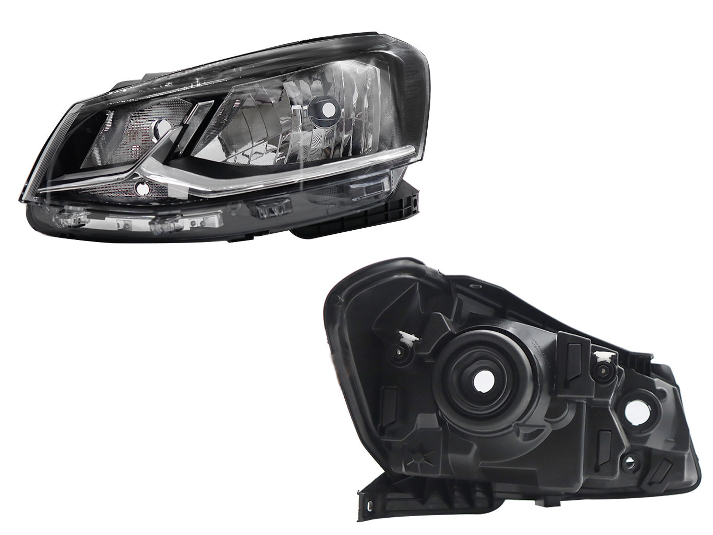 FARO IZQ F/NEGRO FILO CROMO (SEDAN/H-BACK)