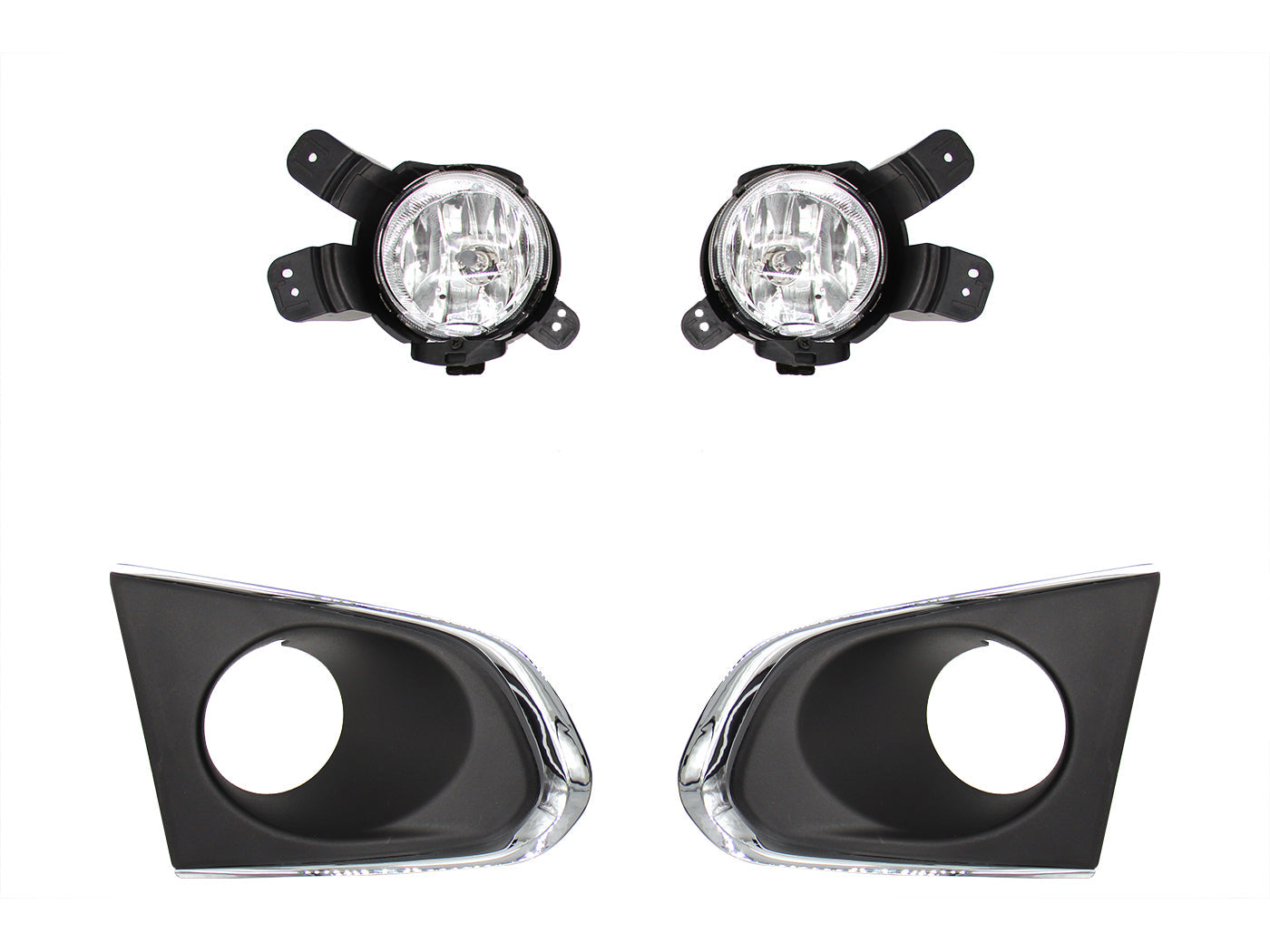 KIT FARO AUX C/REJILLAS NEGRAS FILO CROMO C/FOCOS