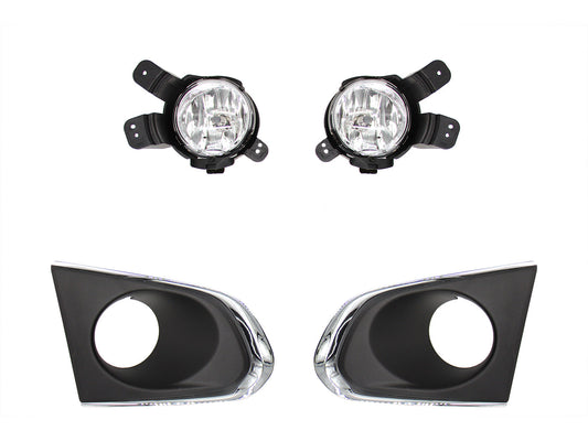 KIT FARO AUX C/REJILLAS NEGRAS FILO CROMO C/FOCOS