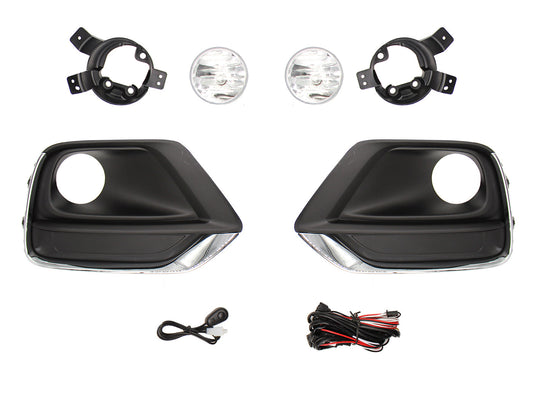 KIT FARO AUX C/CABLES C/REJILLAS NEGRAS FILO CROMO C/FOCOS