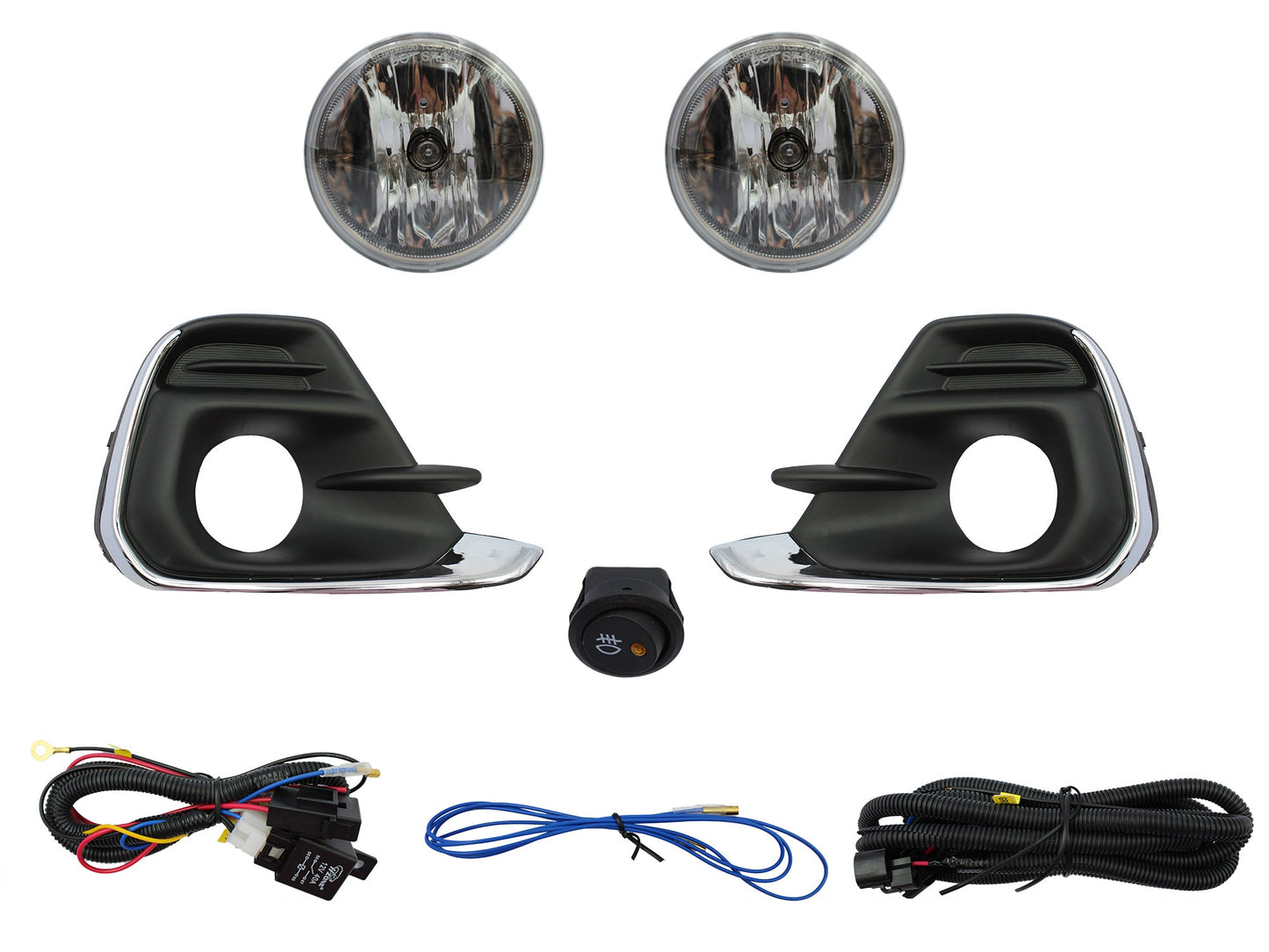 KIT FARO AUX S/CABLES C/REJILLAS NEGRAS FILO CROMO C/FOCOS (NUEVA LINEA)