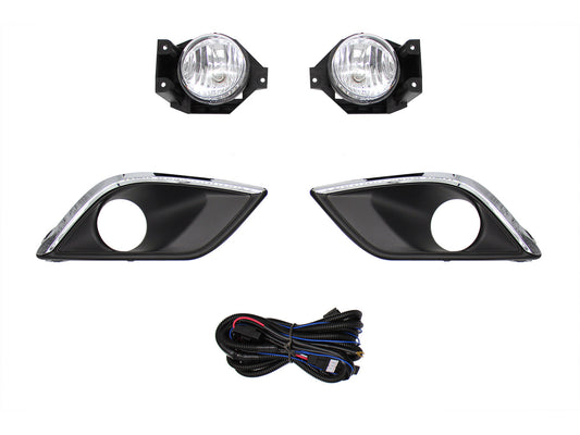 KIT FARO AUX C/CABLES C/REJILLAS NEGRAS FILO CROMO C/FOCOS