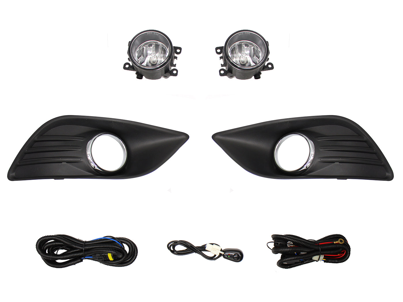 KIT FARO AUX C/CABLES C/REJILLAS ARILLO CROMO C/FOCOS