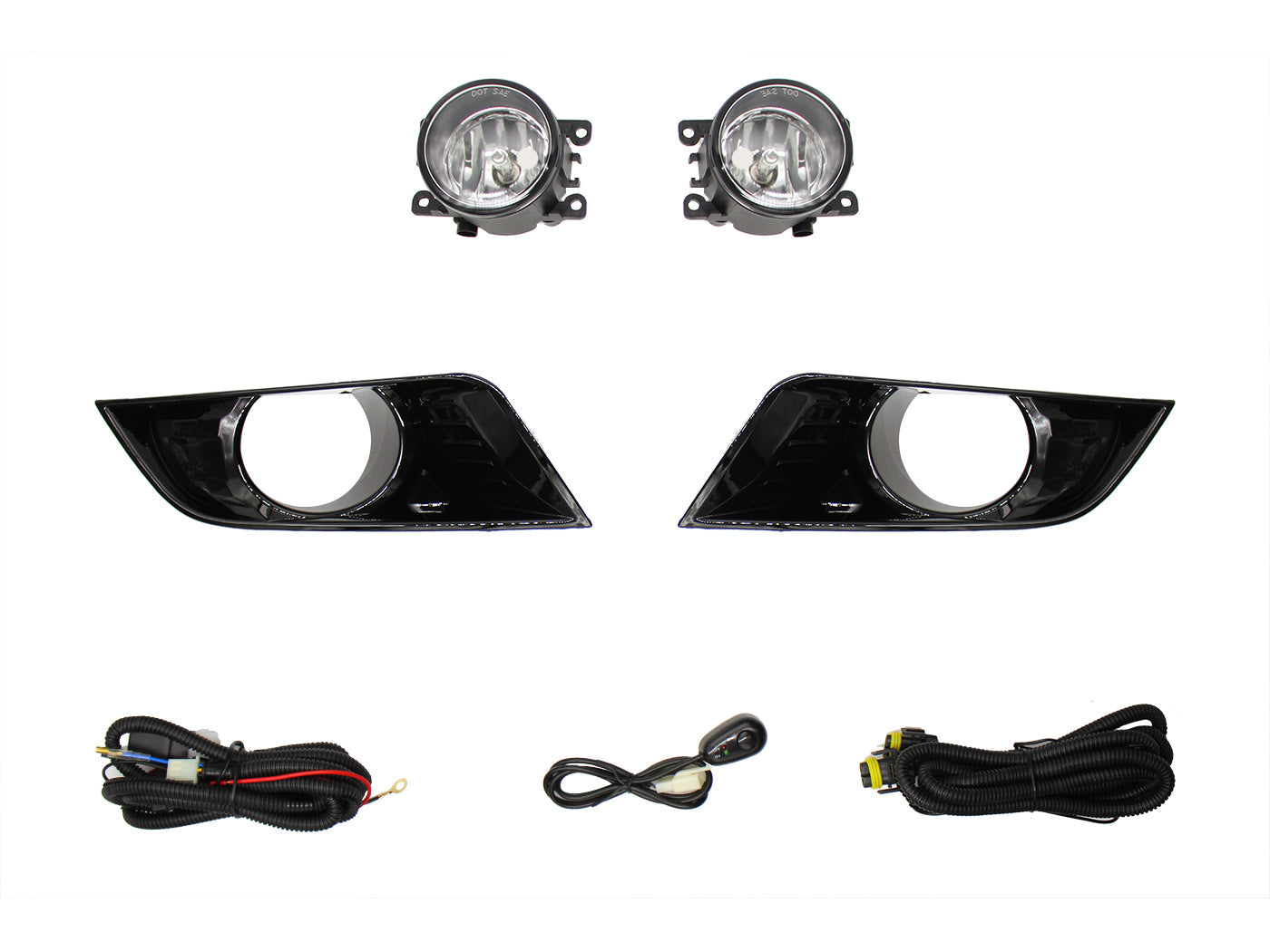 KIT FARO AUX C/CABLES C/REJILLAS NEGRAS C/FOCOS (SENCILLO)