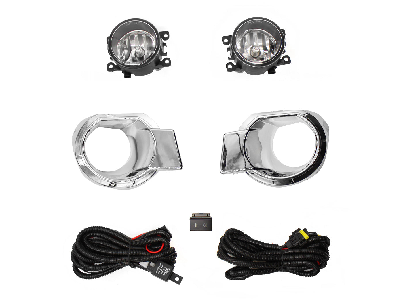 KIT FARO AUX C/CABLES C/REJILLAS CROMO C/FOCOS