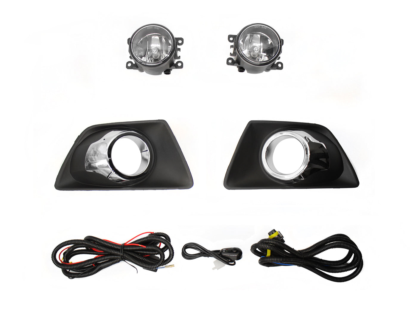 KIT FARO AUX C/CABLES C/REJILLAS ARILLO CROMO C/FOCOS