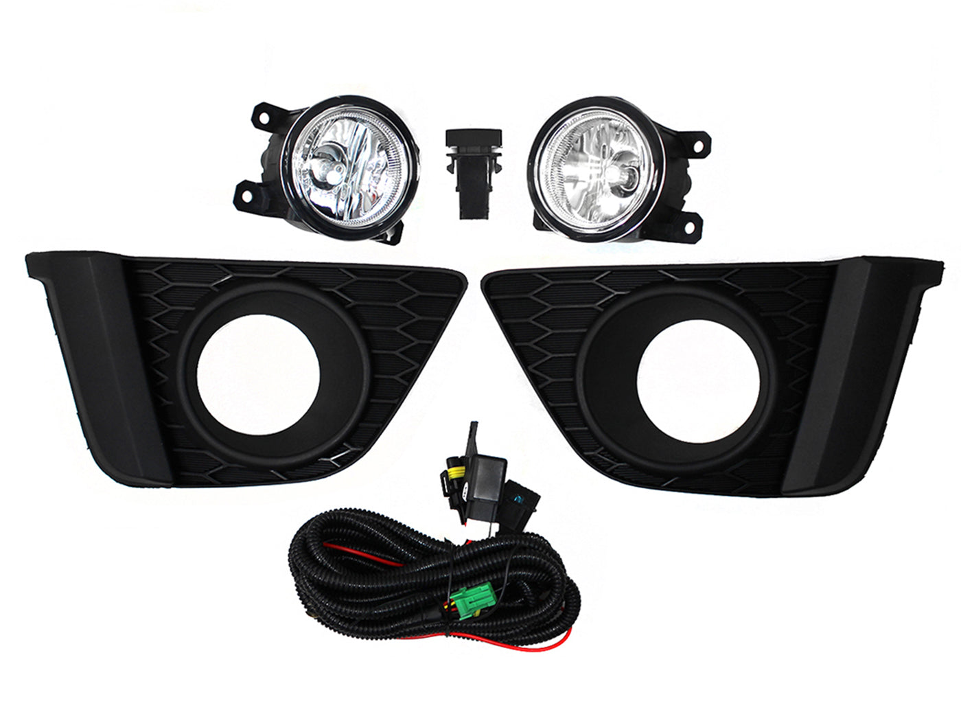 KIT FARO AUX C/CABLES C/REJILLAS NEGRAS C/FOCOS