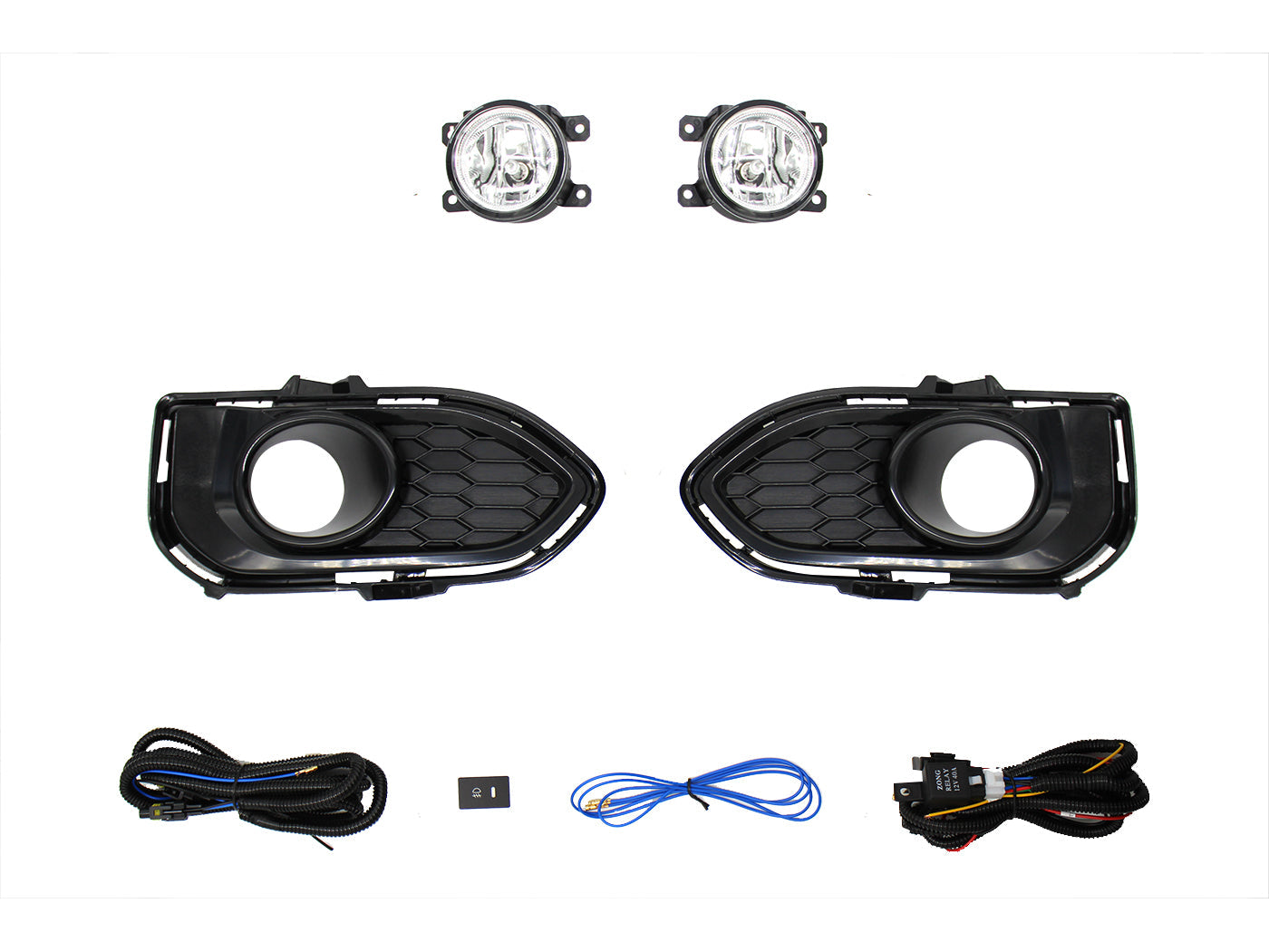 KIT FARO AUX C/CABLES C/REJILLAS NEGRAS C/FOCOS