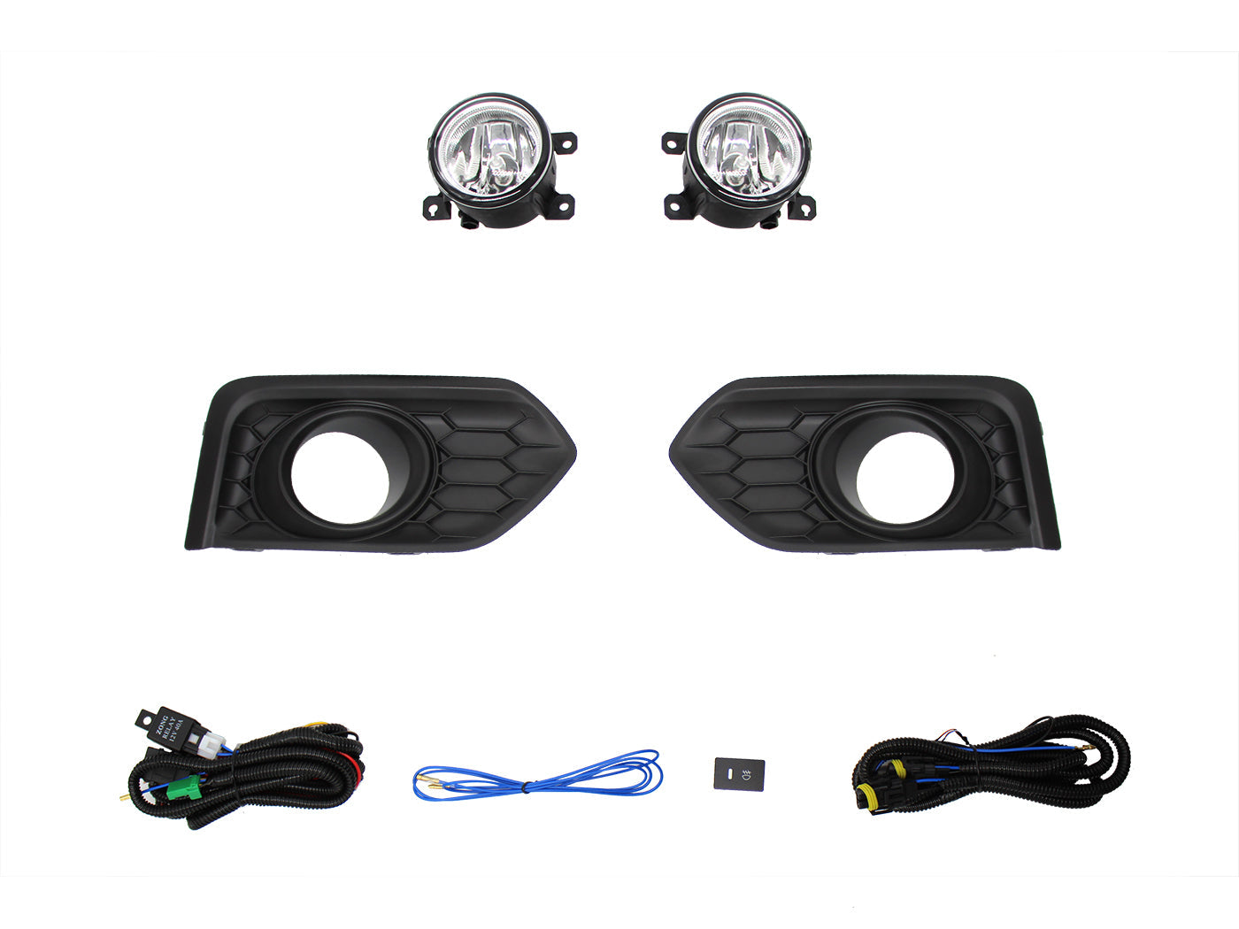 KIT FARO AUX C/CABLES C/REJILLAS NEGRAS C/FOCOS