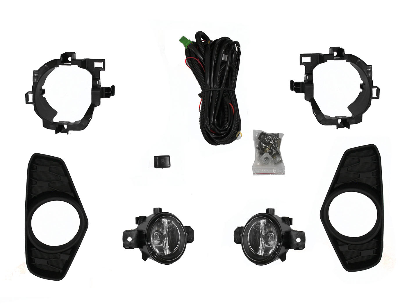 KIT FARO AUX S/LED P/HALOGENO C/CABLES C/REJILLAS NEGROS