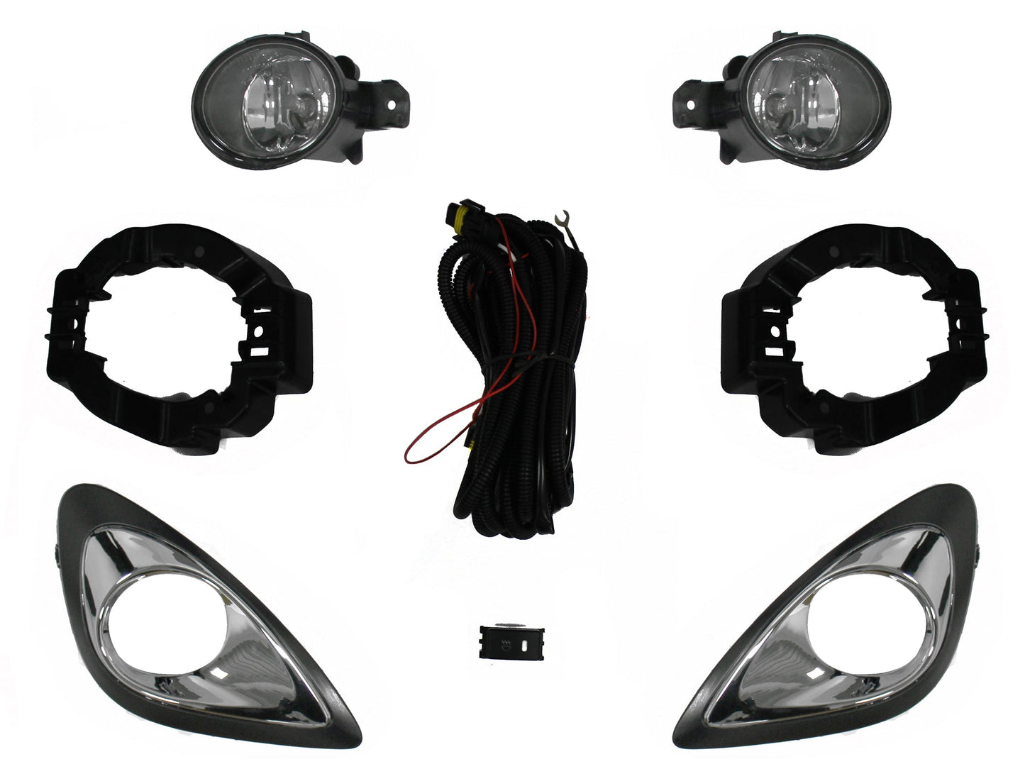 KIT FARO AUX C/CABLES C/BASES C/REJILLAS NEGRAS FILO CROMO C/FOCOS