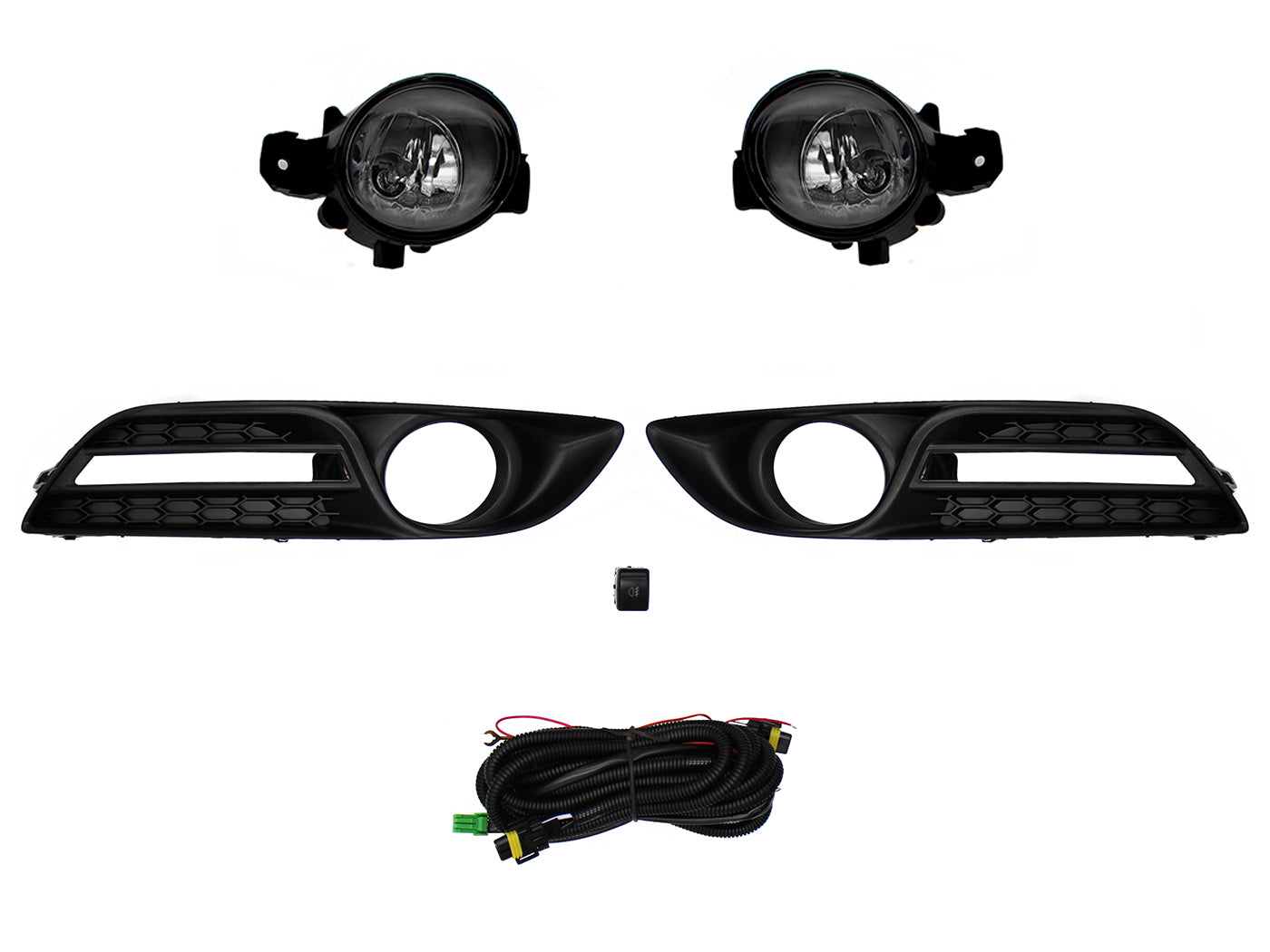 KIT FARO AUX C/CABLES C/REJILLAS NEGRAS FILO CROMO C/FOCOS