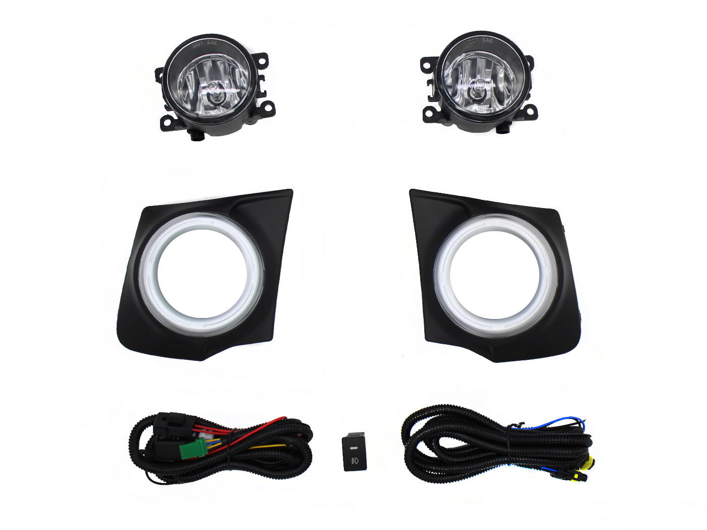 KIT FARO AUX C/CABLES C/REJILLAS ARILLO PLATA C/FOCOS