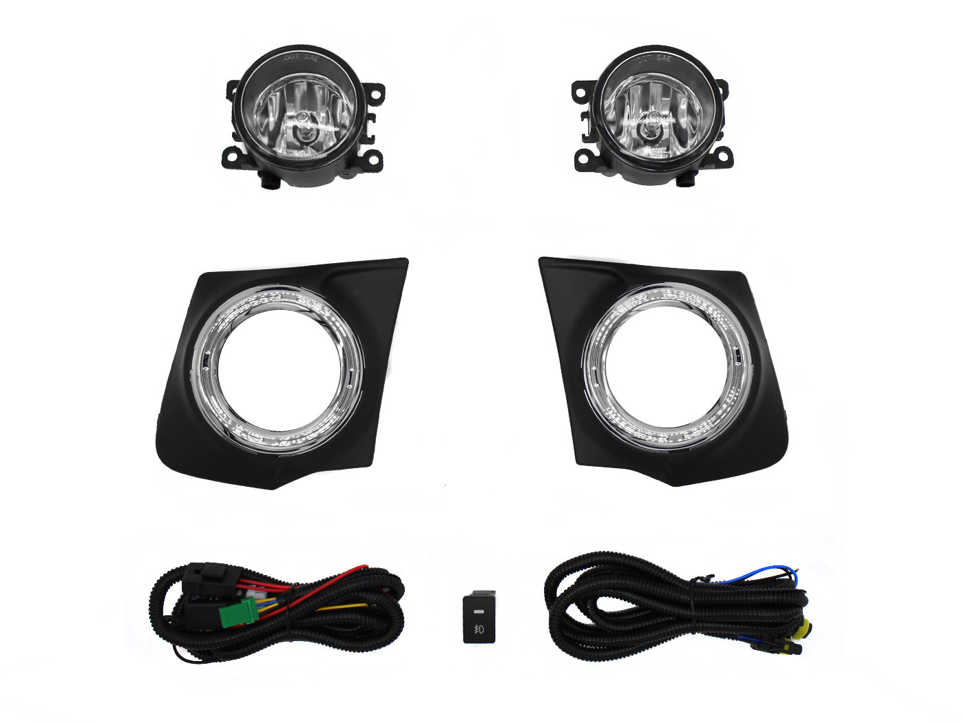 KIT FARO AUX C/CABLES C/REJILLAS ARILLO CROMO C/FOCOS