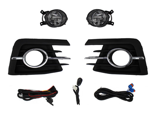 KIT FARO AUX C/CABLES C/REJILLAS ARILLO CROMO C/FOCOS (SEDAN/H-BACK)