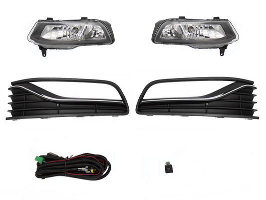 KIT FARO AUX C/CABLES C/REJILLAS NEGRAS FILO CROMO C/FOCOS